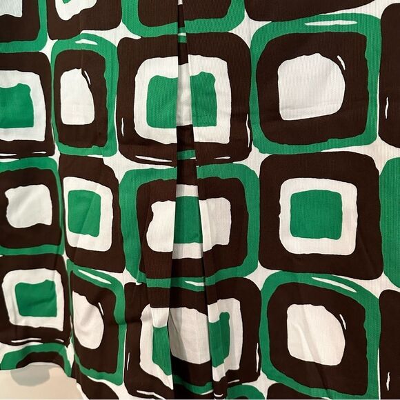 Banana Republic Geometric A-Line Skirt Women's 4‎ Brown Green Cotton Career NWOT - Picture 4 of 7